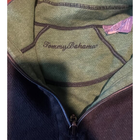 Tommy Bahama Flip Shore Reversible 1/4 Zip Pullover Sweater Men's L Navy/Olive - Picture 3 of 6